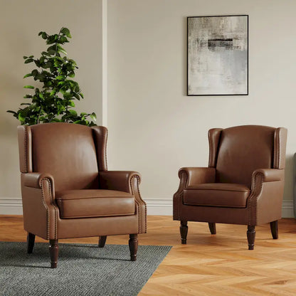 Set of 2 Patterned Upholstered Accent Chair for Living Room