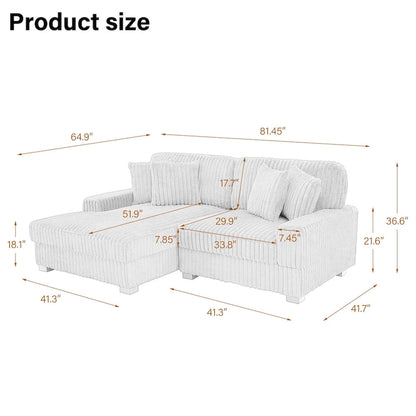 Upholstered Chenille Velvet L Shaped Couch Modular Sofa With Chaise Lounge