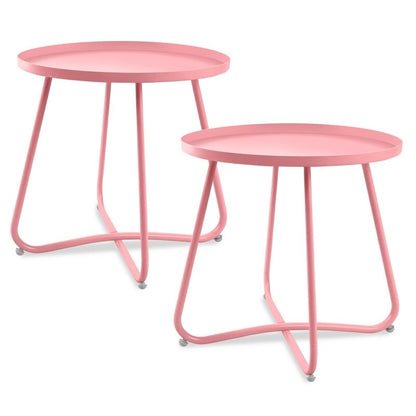 Outdoor Indoor End Table MetalW aterproof Round Side Table