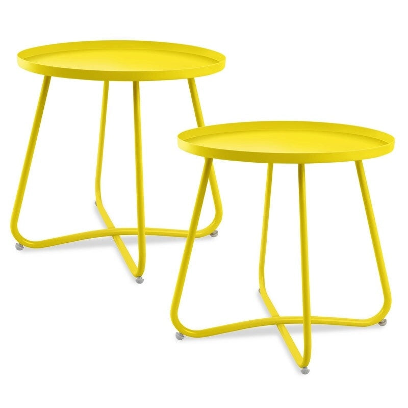Outdoor Indoor End Table MetalW aterproof Round Side Table