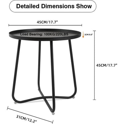Outdoor Indoor End Table MetalW aterproof Round Side Table