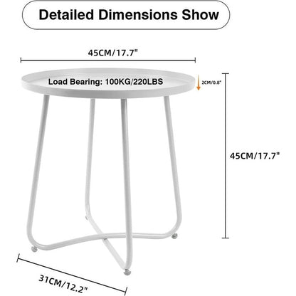 Outdoor Indoor End Table MetalW aterproof Round Side Table