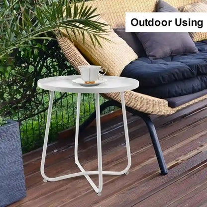 Outdoor Indoor End Table MetalW aterproof Round Side Table