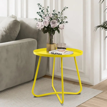Outdoor Indoor End Table MetalW aterproof Round Side Table