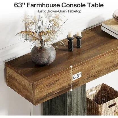 Farmhouse 2-Tier Entryway Table for Living Room, Hallway, Foyer