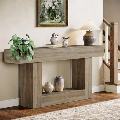 Farmhouse 2-Tier Entryway Table for Living Room, Hallway, Foyer