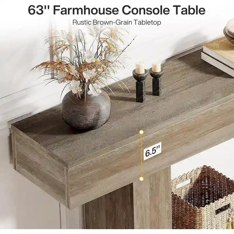 Farmhouse 2-Tier Entryway Table for Living Room, Hallway, Foyer