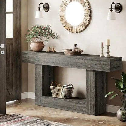 Farmhouse 2-Tier Entryway Table for Living Room, Hallway, Foyer