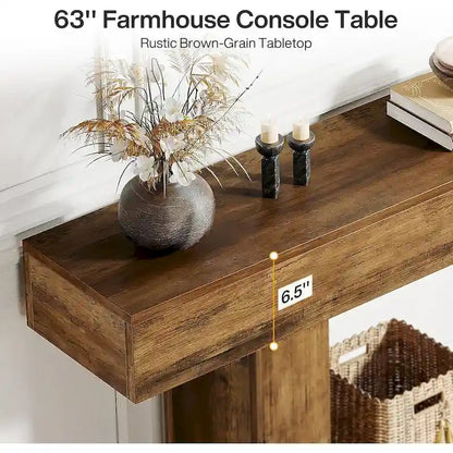 Farmhouse 2-Tier Entryway Table for Living Room, Hallway, Foyer