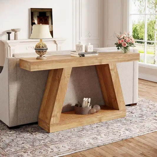 55 Inches Farmhouse Wood Console Sofa Table with Storage - 11.81 D x 55.12 W x 31.5 H