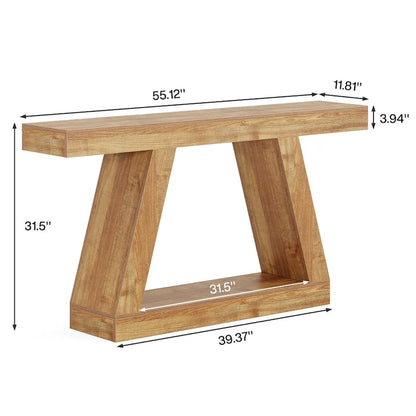 55 Inches Farmhouse Wood Console Sofa Table with Storage - 11.81 D x 55.12 W x 31.5 H