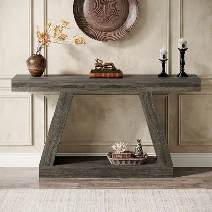 55 Inches Farmhouse Wood Console Sofa Table with Storage - 11.81 D x 55.12 W x 31.5 H