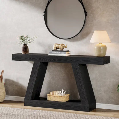55 Inches Farmhouse Wood Console Sofa Table with Storage - 11.81 D x 55.12 W x 31.5 H