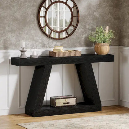 55 Inches Farmhouse Wood Console Sofa Table with Storage - 11.81 D x 55.12 W x 31.5 H