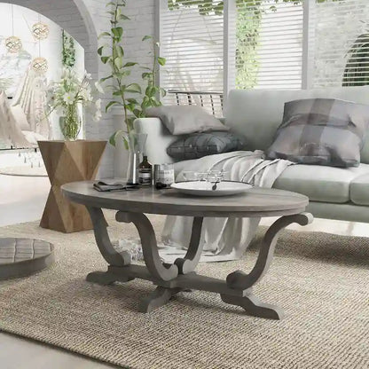 DH BASIC Farmhouse Vintage Grey 48-inch Coffee Table by Denhour