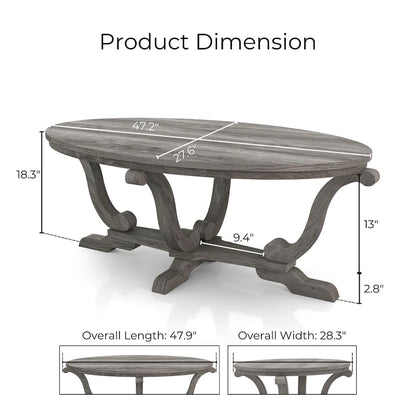 DH BASIC Farmhouse Vintage Grey 48-inch Coffee Table by Denhour