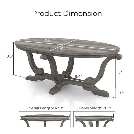DH BASIC Farmhouse Vintage Grey 48-inch Coffee Table by Denhour