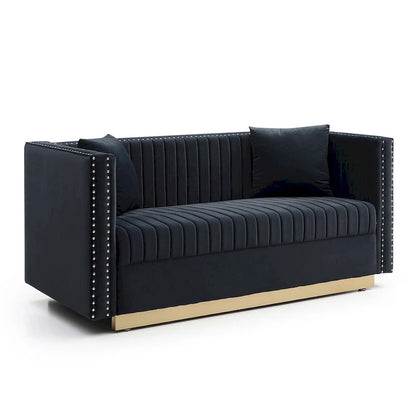 Contemporary Vertical Channel Tufted Velvet Sofa Loveseat - 61.40 x 28.00 x 28.00