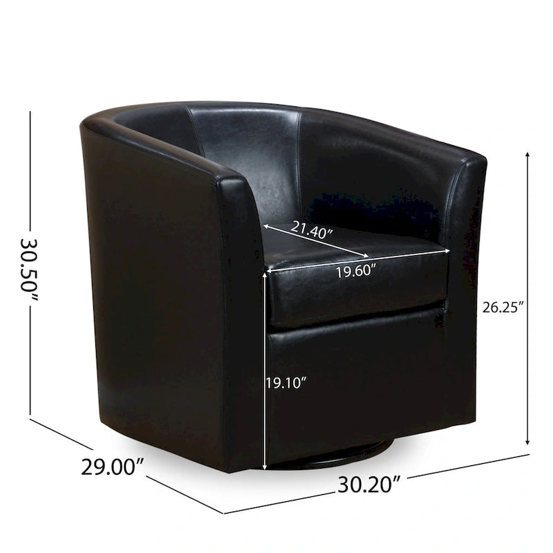 Daymian Swivel Club Chair by Christopher Knight Home - 29.00 D x 30.20 W x 30.50 H