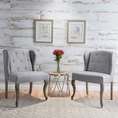 Niclas Wing Back Studded Fabric Accent Chairs (Set of 2) by Christopher Knight Home