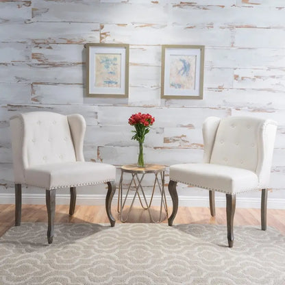 Niclas Wing Back Studded Fabric Accent Chairs (Set of 2) by Christopher Knight Home