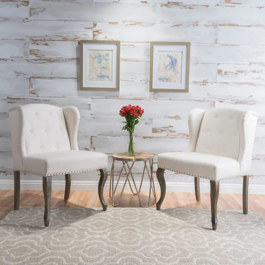 Niclas Wing Back Studded Fabric Accent Chairs (Set of 2) by Christopher Knight Home