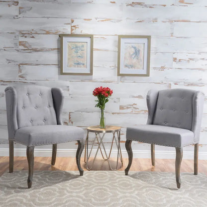 Niclas Wing Back Studded Fabric Accent Chairs (Set of 2) by Christopher Knight Home