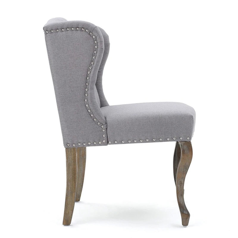 Niclas Wing Back Studded Fabric Accent Chairs (Set of 2) by Christopher Knight Home