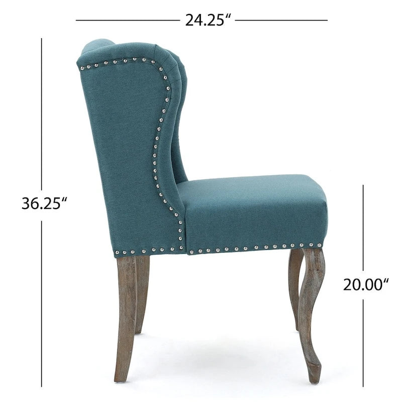 Niclas Wing Back Studded Fabric Accent Chairs (Set of 2) by Christopher Knight Home