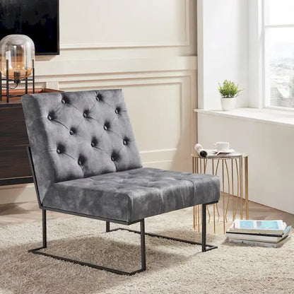 Corvus Savannah Tufted Velvet Upholstered Lounge Accent Chair