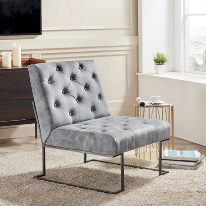 Corvus Savannah Tufted Velvet Upholstered Lounge Accent Chair