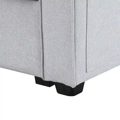 Merax 104 4-Seater Modern Linen Fabric Sofa with Armrest Pockets and 4 Pillows,Minimalist Style Couch