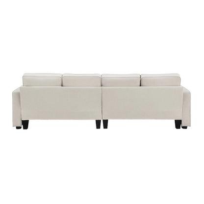 Merax 104 4-Seater Modern Linen Fabric Sofa with Armrest Pockets and 4 Pillows,Minimalist Style Couch