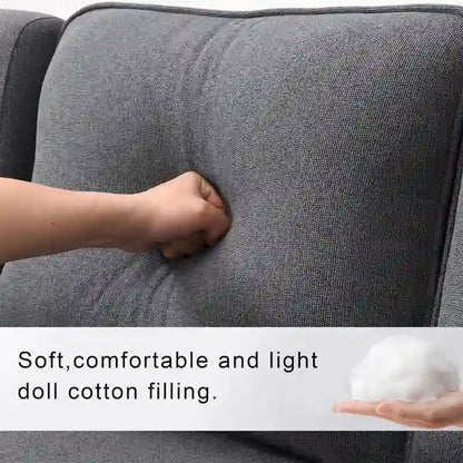 Merax 104 4-Seater Modern Linen Fabric Sofa with Armrest Pockets and 4 Pillows,Minimalist Style Couch
