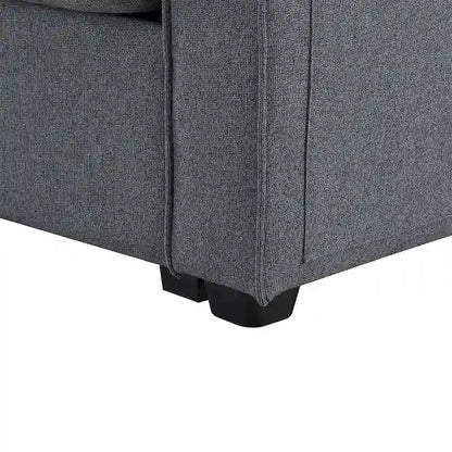 Merax 104 4-Seater Modern Linen Fabric Sofa with Armrest Pockets and 4 Pillows,Minimalist Style Couch