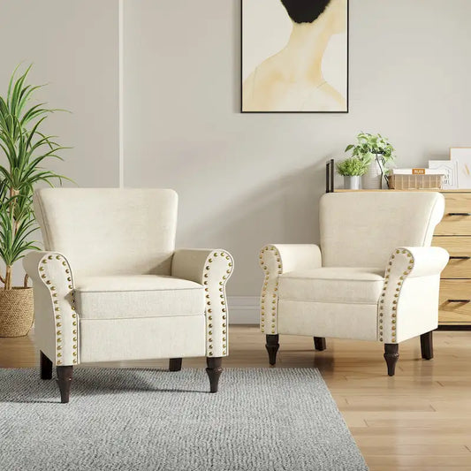 Living Room Armchair with Nailhead Trim - 29.9W x 29.9H x 32.9D