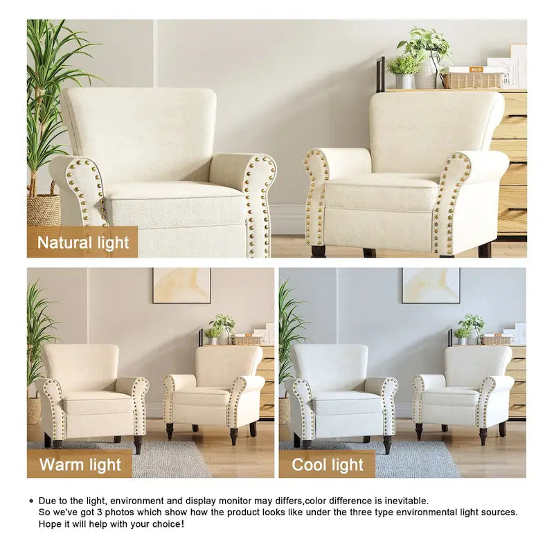 Living Room Armchair with Nailhead Trim - 29.9W x 29.9H x 32.9D