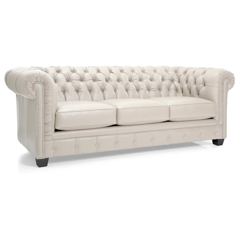Hancock Tufted Top Grain Italian Leather Chesterfield Sofa - 31 H x 86 W x 40 D