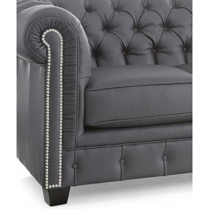 Hancock Tufted Top Grain Italian Leather Chesterfield Sofa - 31 H x 86 W x 40 D