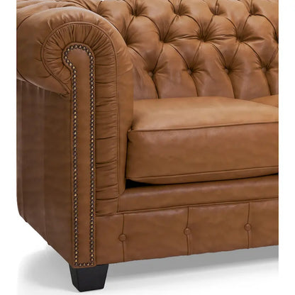 Hancock Tufted Top Grain Italian Leather Chesterfield Sofa - 31 H x 86 W x 40 D