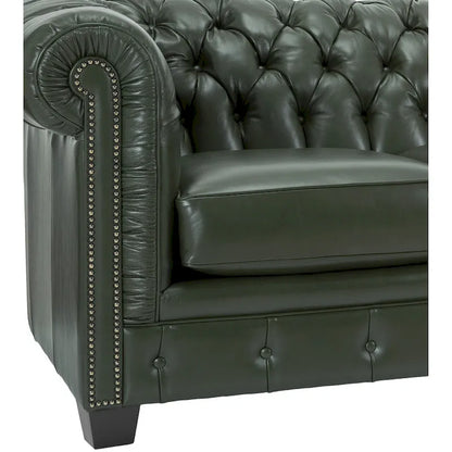 Hancock Tufted Top Grain Italian Leather Chesterfield Sofa - 31 H x 86 W x 40 D