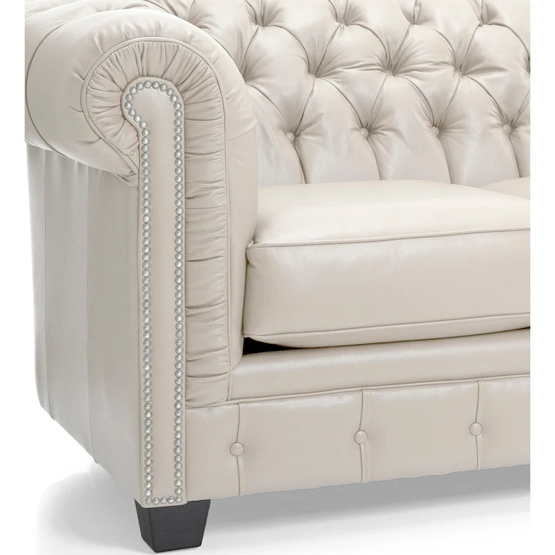 Hancock Tufted Top Grain Italian Leather Chesterfield Sofa - 31 H x 86 W x 40 D