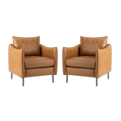 Jaime Modern Vegan Leather Accent chair with Metal Legs Set of 2 by HULALA HOME