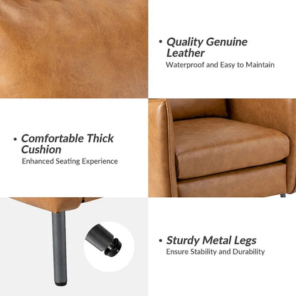Jaime Modern Vegan Leather Accent chair with Metal Legs Set of 2 by HULALA HOME
