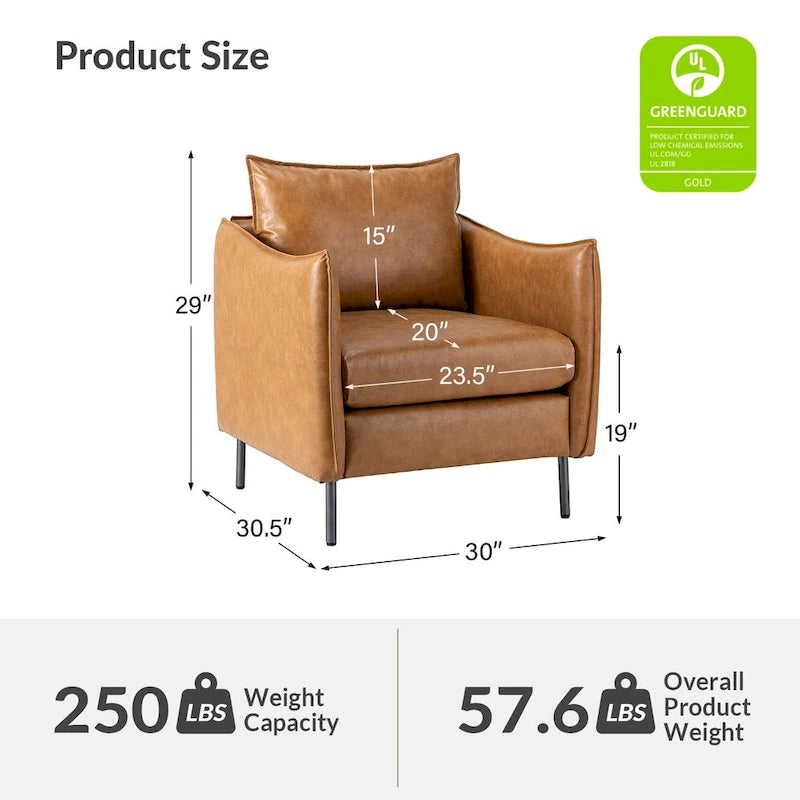 Jaime Modern Vegan Leather Accent chair with Metal Legs Set of 2 by HULALA HOME