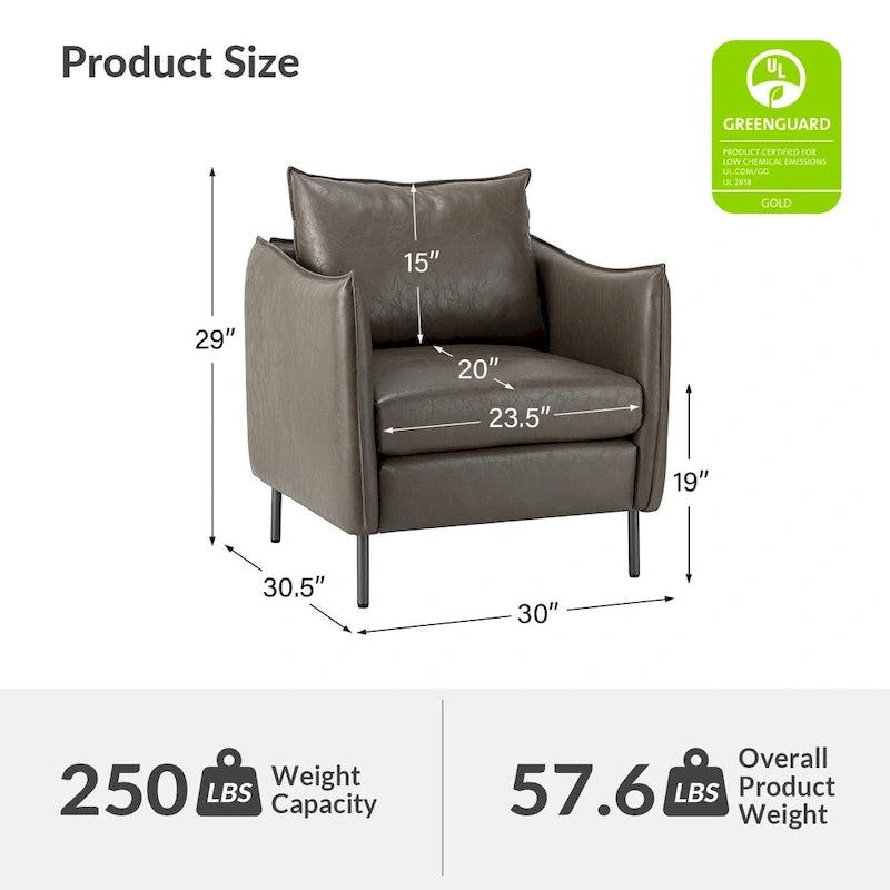 Jaime Modern Vegan Leather Accent chair with Metal Legs Set of 2 by HULALA HOME