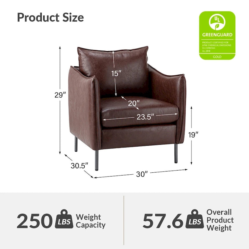Jaime Modern Vegan Leather Accent chair with Metal Legs Set of 2 by HULALA HOME