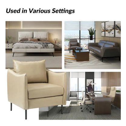 Jaime Modern Vegan Leather Accent chair with Metal Legs Set of 2 by HULALA HOME