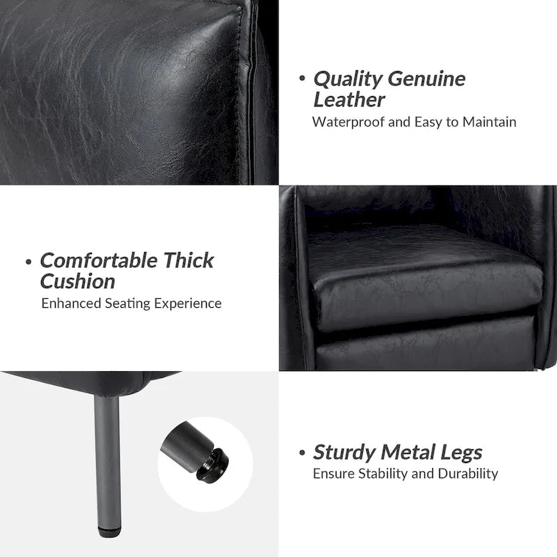 Jaime Modern Vegan Leather Accent chair with Metal Legs Set of 2 by HULALA HOME