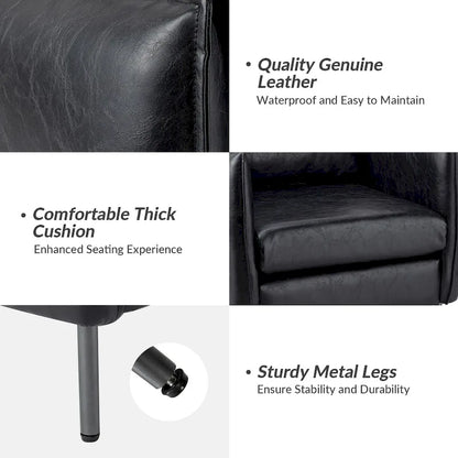 Jaime Modern Vegan Leather Accent chair with Metal Legs Set of 2 by HULALA HOME